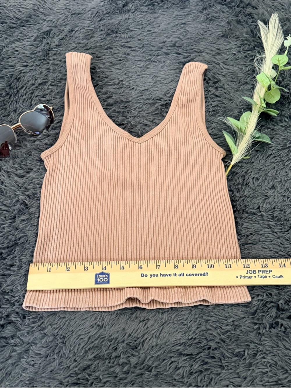 Gypsy Jade Ribbed V-Neck Tank Top in Taupe Sz XS - Women